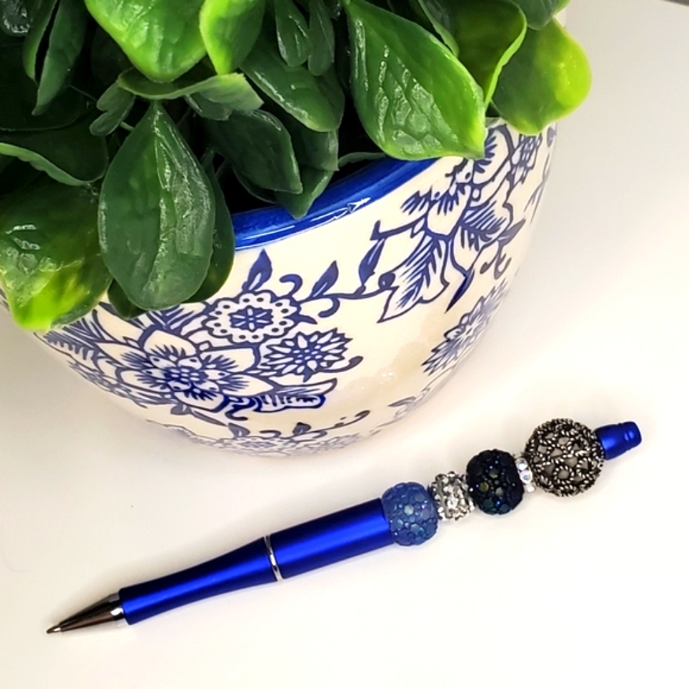 GALAXY BLUE BEADED PEN